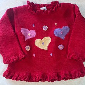 Mulberribush Hearts Cotton Knit Sweater Size 5